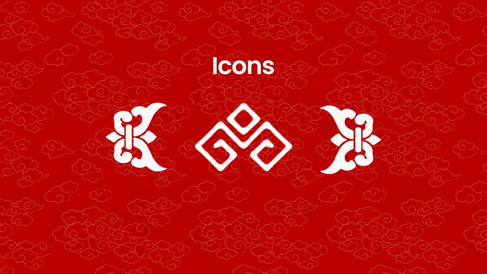 An icon system inspired by traditional Chinese cloud patterns and palace ornament details.