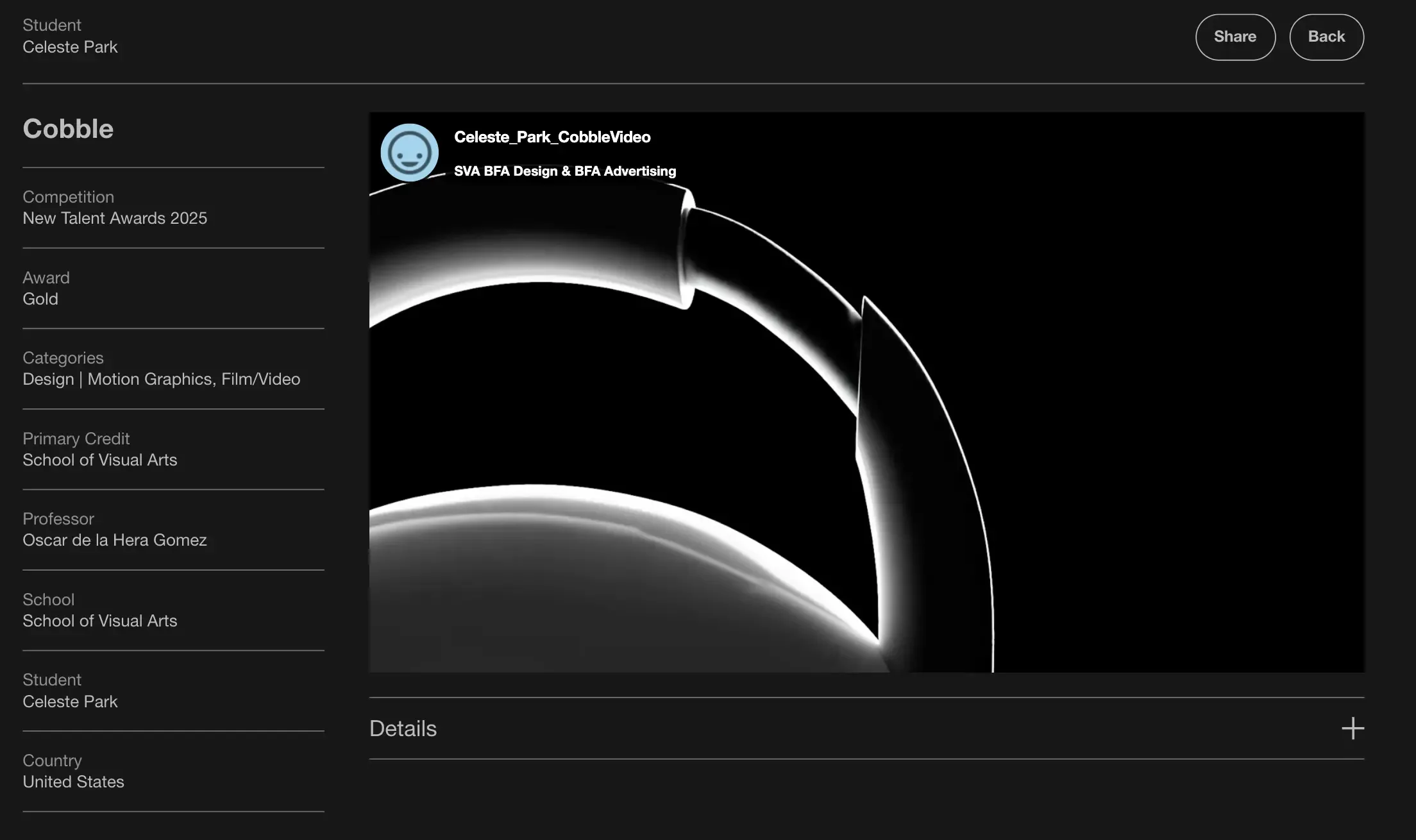 The Graphis website should how Cobble won the Gold award.